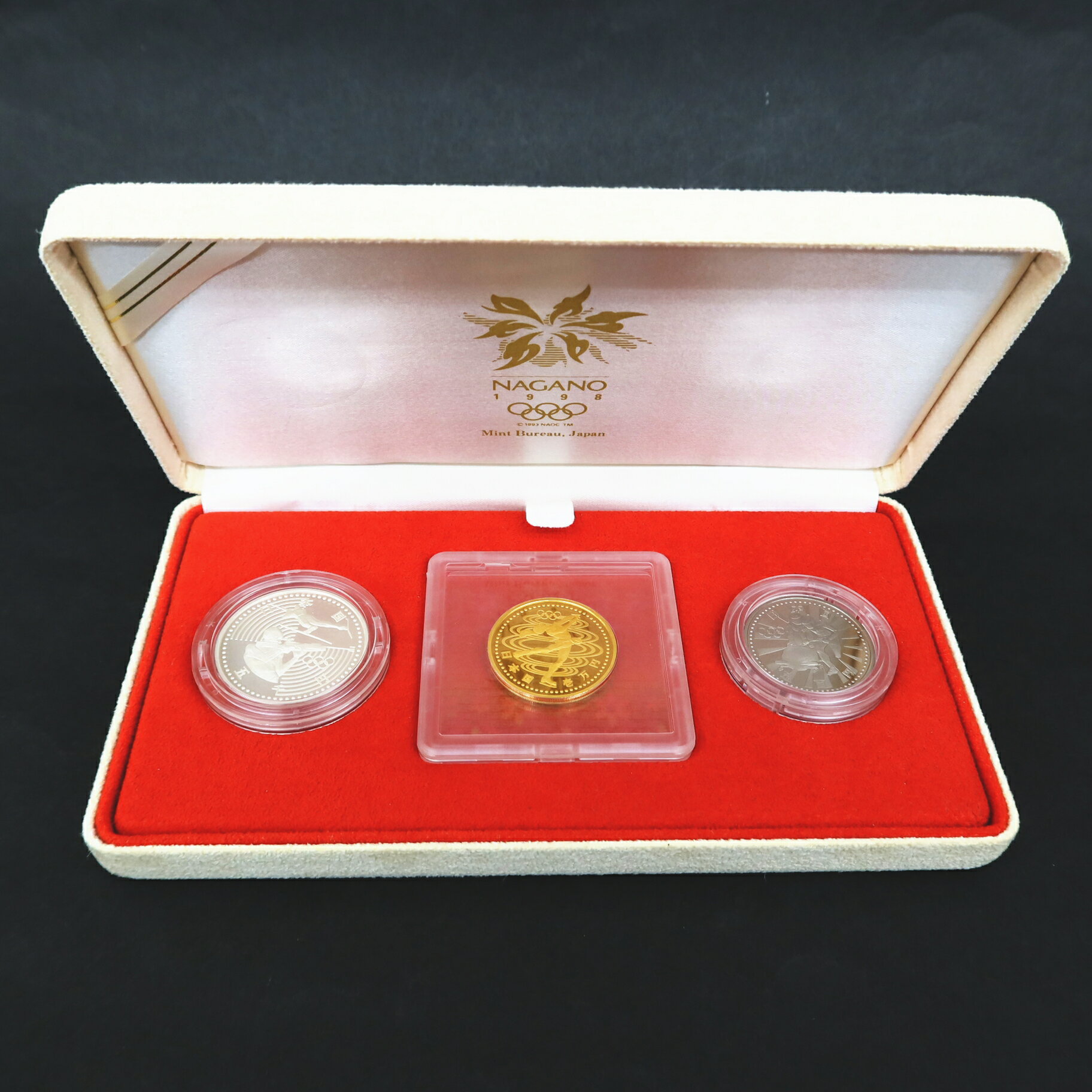 【訳あり】 長野オリンピック 2次プルーフ記念硬貨 金・銀・銅3点セット 解説書なし 【金貨】