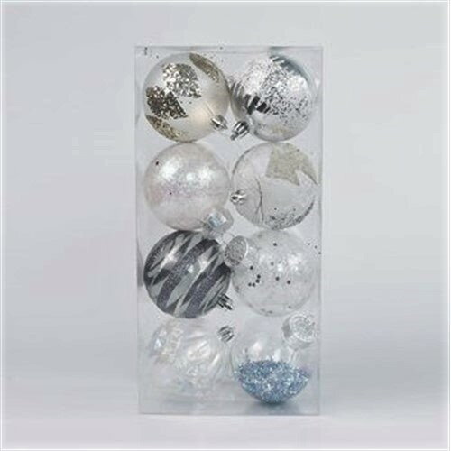 アウトレット【在庫限り】クリスマスオーナメントボール8個セット シルバー
