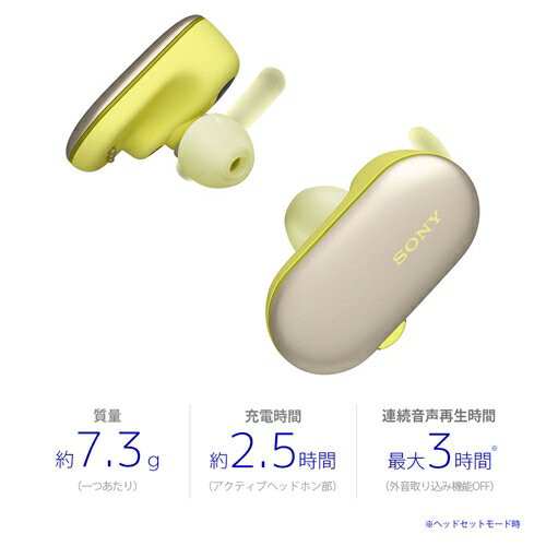 ソニーWF-SP900YMメモリ付き完全ワイヤレスヘッドホン4GBイエロー