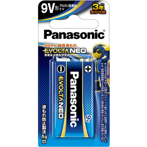 パナソニック 6LR61NJ／1B 乾電池エボルタNEO9V形 発売日：2021年4月23日●当社乾電池エボルタ（6LR61EJ）を上回る優れた性能を発揮●使用推奨期限3年※使用推奨期限（JIS準拠）において【保存条件】温度：20℃±2℃ 相対湿度：55%±20%●液漏れ防止製法Ag+を採用（※）※乾電池を誤使用された場合は、液もれする場合があります【仕様】本体寸法：W26.5mm×H48.5mm×D17.5mm本体質量(1本あたり)：0.043kgタイプ：アルカリ乾電池形状：9V形電圧：9V