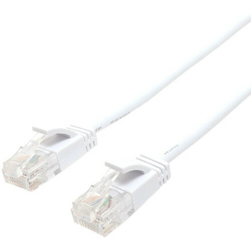 ミヨシ LYM-6A03WH CAT.6A スリムLANケーブル 3m ホワイト