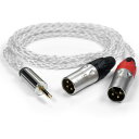 iFi Audio 4.4 to XLR cable 4.4mm- 3pin XLRオス x 2バランスケーブル アイファイオーディオ 発売日：2021年4月14日●XLR。優秀。最高品質のバランス信号伝送と最小干渉を実現するために作られたiFi 4.4mm to XLR cableは、極太OFHC(無酸素銅)の連続鍛造銅と、銀メッキを用いたトータル・クロス・セクション(断面積)が16AWGの導線を使用して、最高の信号伝送を実現しています。●「ヘリックス」効果ケーブルの構造は、特製のヘリックス(螺旋)デザインです。線間容量/インダクタンス/インピーダンスの関係においてインピーダンスが最小になるように設計してあります。ヘリックス構造によって、独自のシールド効果が実現しています。RFI/EMIノイズからケーブルを保護し、可能な限り最高にクリーンな伝送媒体を生み出しているのです。ケーブルをさらに絶縁するために、RoHS(ローズ。電子・電気機器における特定有害物質の使用制限についてのEUによる指令)準拠の優れた誘電特製と極度に柔軟な1500V ACスパーク抵抗を持ったHDポリマーを採用しています。【仕様】構造：線間容量/インダクタンス/インピーダンスの関係においてインピーダンスが最小になるように設計したヘリックスデザイン線径：16AWG導体素材：OFHC(無酸素)連続鍛造銅、銀メッキ線絶縁材：HDポリマーシールド：ヘリックスデザインによる独自構造耐電圧：AC1500Vコネクター：iFi「FINAL」4.4mmコネクター、XLRコネクター絶縁抵抗：100MΩ長さ：2m(分岐部からXLRコネクターまで1m)重量：133g