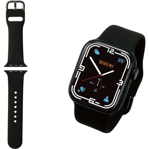 エレコム AW-41BDSCBK Apple Watch 41 40 38mm バンド シリコン ブラック