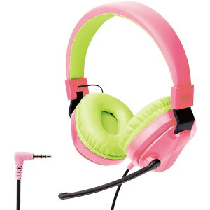 エレコム HS-KDGM01TPN ゲーミングヘッドセット 有線 子供用 低音量仕様 折り畳み式 回転マイクアーム付 4極φ3.5mm ピンク×グリーンネット通販