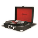 ION AUDIO Vinyl Motion オールインワンターンテーブル 発売日：2015年9月下旬●アナログサウンドの再発見Vinyl Motionは、古いスーツケースを模したコンパクトなボディに、豊富な機能を搭載した最新のアナログ・レコードプレーヤーです。ステレオ・スピーカーが搭載されていますので、電源を入れて、レコード盤をセットするだけで、面倒な設定や結線をすることなく簡単にレコードを再生できます。また、ヘッドホン端子やRCAアナログ出力端子を備え、ヘッドホンでのリスニングやお手持ちのコンポに接続することも可能です。●内蔵ステレオ・スピーカーVinyl Motionには、ステレオ・スピーカーが搭載されていますので、気軽にアナログ・レコードを再生できます。33-1/3、45、78回転に対応していますので、ほぼすべてのレコード盤は再生可能です。●内蔵充電池更に、Vinyl Motionには、リチウムイオン電池が搭載されており、フル充電で約4時間の音楽再生が行えますので、設置場所を選ばず、あらゆるシーンで活躍するレコードプレーヤーです。●USB端子装備アナログ・レコードのリスニングだけでなく、Vinyl MotionはUSB端子を装備していますので、コンピュータやiOSデバイスに接続するだけで、付属のEZ Vinyl/Tape Converterソフトウェアを使って簡単にレコードの音声をデジタル・ファイルに変換できます。EZ Vinyl/Tape Converterソフトウェアには自動的にトラック毎にファイルを分割する機能が搭載され、変換後に、手軽にCDに焼いたり携帯音楽プレーヤーに取り込む事が可能です。また、ステレオミニジャックの外部入力端子を装備。カセットデッキなどの外部ソースもデジタル化したり、本体のスピーカーでリスニングすることが可能です。&nbsp;【仕様】サイズ：343×114×254mm(W×H×D)重量：2.7kg