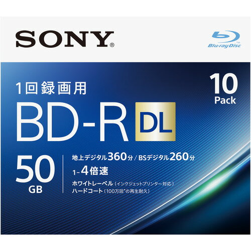 ソニー(SONY) 10BNR1VJPS6 録画・録音用 BD-R 25GB 一回(追記)録画 プリンタブル 6倍速 10枚