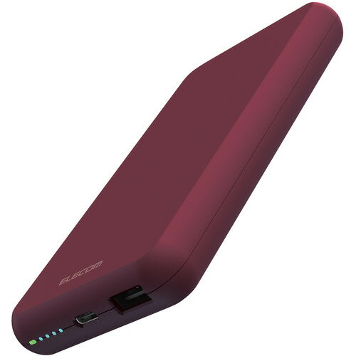 エレコム DE-C38-10000RD モバイルバッテリー 10000mAh 大容量 15W 3A 入出力(Type-C×1) 出力(USB-A×1) おまかせ充電対応 レッド