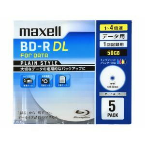マクセル　1-4倍速対応データ用ブルーレイディスクBD-R DL（50GB・5枚）　BR50PPLWPB.5S