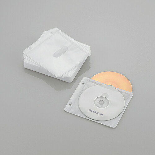 エレコム CCD-NBWB60WH Blu-ray・CD・DVD対応不織布ケース 2穴 ホワイト 30枚(両面収納)