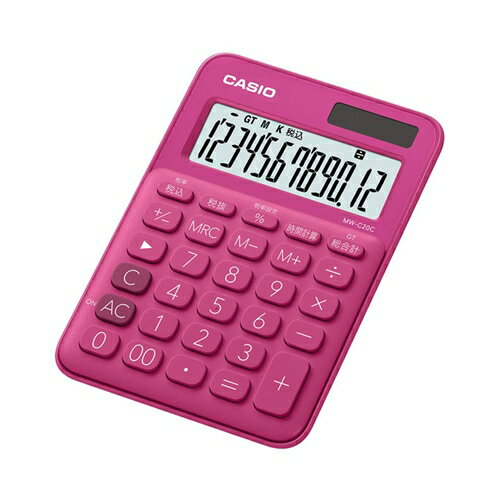 カシオ MW-C20C-RD-N カラフル電卓(12桁) ビビッドピンク カシオ MW-C20C-RD-N カラフル電卓(12桁) ビビッドピンク