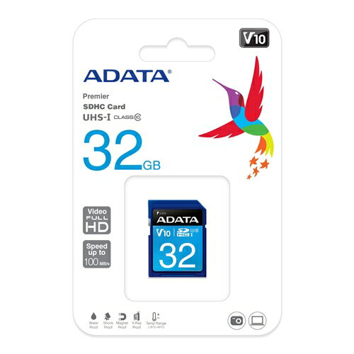 ADATA ASDH32GUICL10RL SDHC UHS-I Class10 V10 ADATA Premier SDメモリーカード 32GB Class10 UHS-I V10