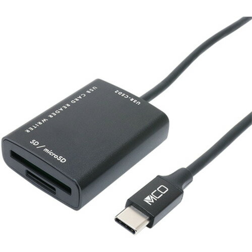 ミヨシ USR-CSD2／BK SDカードリーダ・ライタ USB3.2Gen1対応 USB Type-C 70cmロングケーブル搭載 ブラック USRCSD2／BK