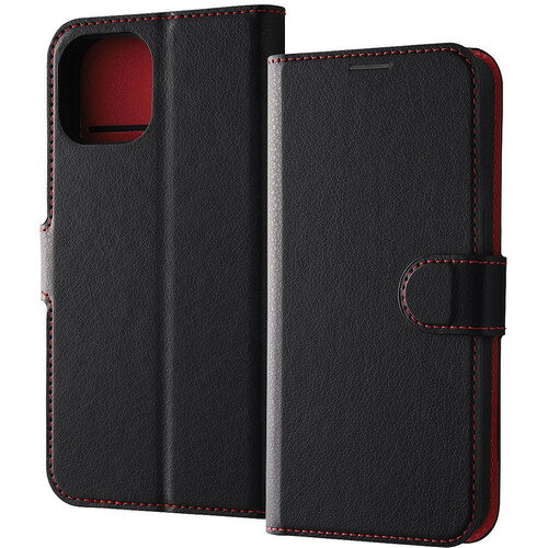 樂天商城 - レイ・アウト RT-P41ELC1／BR iPhone 15 レザー シンプル マグネット／ブラック／レッド ブラック／レッド