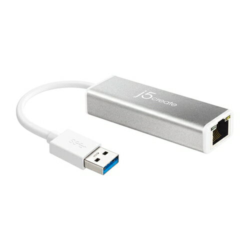 j5create JUE130 USB 3.0 Gigabit Ethernet Adapter シルバー 発売日：2013年6月29日●USB 3.0ギガビットイーサーネットアダプターUSB 3.0 Gigabit Ethernetアダプターを使って、UltrabookやMacBook Airを有線LANに接続、安定したネットワーク環境を実現します。LANポートが搭載されていないUltrabook、Mac Book Airなど、 USB接続でLANポートを増設できます。製品自体超小型設計、スタイリッシュ＆コンパクト、持ち運び最適！●パソコンのUSB 3.0ポートから素早くギガビットイーサネットポートを増設できるアダプターです。有線LANを接続して安定した動画再生とゲームを実現。●USB 3.0プラグアンドプレイ、USB 2.0/1.1と後方互換性確保。●IEEE 802.3、802.3u、802.3ab (1BASE-T、100BASE-TX、1000BASE-T)互換。●USBバスパワー●幅広い互換性、Windows、Mac OS、Linux OS対応。Nintendo Switchも対応。●アクティビティとリンクLEDインジケータ●高級感、剛性高いアルミ筐体を採用。&nbsp;【仕様】システム要件・注意事項：※対応OS：Microsoft Windows10、8.1、8 、7、XP(32ビッまたは64ビット)、Mac OS X 10.6以降、Linux Kernel3.x/2.6.x※USB ポート使用可能(USB 3.0 を推奨)※ドライバーインストール必要があります。MacOS(手動)：ホームページでドライバーをインストールしてください。MacOS10.13はセキュリティー強化されたため不安定になります。最新OSを更新してください。WindowsOS(自動)：ネットワーク環境でプラグすると自動的にドライバーをダウンロードします。もし自動ダウンロードが起動しない場合、ホームページで手動でドライバーをインストールしてください。コネクター：RJ-45ホスト(パソコンと接続側)：USB 3.0(オス)LEDインジケーター：緑：接続中、アレンジ：通信中性能：接続対応：10BASE-T、100BASE-TX、1000BASE-Tネットワーク規格：IEEE802.3(10BASE-T)、IEEE802.3u(100BASE-TX)、IEEE802.3ab(1000BASE-T)伝送速度：1000Mbps(ハーフデュプレックス)/1000Mbps(フルデュプレックス)給電方式：バスパワー材質：アルミニウム外形寸法(WxHxD)mm：本体：68x23x14.5mm/ケーブル長：145mm重量：約40g(ケーブル含む)パッケージ内容：JUE130 USB 3.0 Gigabit Ethernetアダプター、電子マニュアルとドライバーCD、クイックインストールガイド(保証書)保証期間：2年