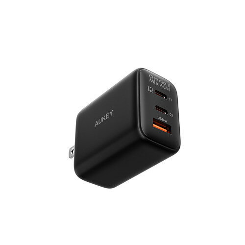 AUKEY PA-B3T-BK USB充電器 Omnia II Mix 65W [USB-A 1ポート／USB-C 2ポート] ブラック