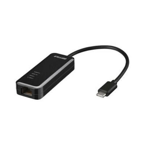 BUFFALO LUA5-U3-CGTE-BK LANアダプター(USB Type-C) Giga & USB 3.2(Gen1)対応 ブラック LUA5U3CGTEBK発売日：2024年1月31日●LANポートのない機器を有線LAN環境へ本商品をUSB Type-C端子に接続することで、LANポートのない機器で有線LANを使用することができます。Wi-Fiが不安定な場所で有線LANを使用したいときや、有線LAN環境しかないホテルや宿泊先などでインターネットを利用したいときに、便利にお使いいただけます。●USB 3.2(Gen1)でGigaをフル活用。動画視聴も安定して楽しめる。最大転送速度5Gbps（理論値）USB 3.2(Gen1）インターフェースを搭載することでGigaのLANポートの性能を最大限活かし、高速通信を実現。大容量のデータのダウンロードも高速です。有線接続により安定した通信が可能となり、動画視聴やネットサーフィンが快適になります。●LEDランプが接続状態をお知らせ ●選べる2色のラインナップ ブラックとホワイトの2色をラインナップ。お使いの機器に合わせてお選びいただけます。●重さはわずか約23g 重さはわずか約23g。さらに手のひらに収まるコンパクト設計なので旅行や出張の時に、邪魔になりません。 ●使い方に合わせてすっきり配線 付属のL型コネクターを接続すれば、ケーブルが横へ広がらず配線もスッキリ。配線もスッキリ。また、本商品のUSB Type-Cケーブルは、15cmのやわらかなケーブルで取り回しがしやすく狭いデスクでもスマートに使えます。 ●RoHS基準値準拠2006年7月からEU圏で施行された電気・電子機器に対する特定有害物質使用制限指令「RoHS指令」の基準値に準拠しています。&nbsp;【仕様】LANインターフェース 規格：IEEE802.3ab準拠(1000BASE-T) 、IEEE802.3u準拠(100BASE-TX)、IEEE802.3(10BASE-T)対応プロトコル：TCP/IP伝送路符号化方式：8B1Q4/PAM5（1000BASE-T）、4B5B/MLT-3(100BASE-TX)、マンチェスターコーディング(10BASE-T)伝送速度：1000/100/10Mbpsアクセス方式：CSMA/CDポート数：1ポート(AUTO-MDIX対応)コネクター形状：RJ-45型8極コネクターJumboFrame：最大4KB（ヘッダー14Bytes+FCS 4Bytes含む）※ JumboFrameはWindows 10/8.1/7のみ対応しております。MacOSには対応しておりません。※ ネットワーク環境によっては、JumboFrameの効果が得られない場合があります。※ JumboFrameは出荷状態で無効になっています。有効にする場合は設定を行ってください。USBインターフェース 規格：USB 3.0/2.0/1.1USBインターフェース 端子：USB Type-C電源：5V DC (USB バスパワーによる供給)最大消費電力：0.72W最大消費電流：140mA外形寸法（幅×高さ×奥行）：28×14×74mm※本体のみ（突起部除く）質量：約26g動作保証環境：温度 0〜40℃湿度 10〜85％主な付属品：L型コネクター、取扱説明書(保証書)保証期間：1年間