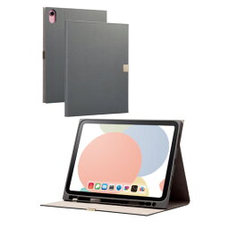 エレコム TB-A23RWVJMGY フラップケース ソフトレザー &me iPad 10.9インチ 第10世代 (2022年) 用 チャコールグレー