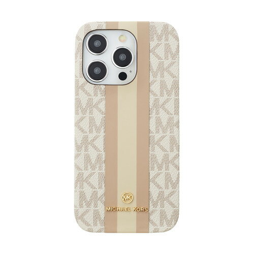 MICHAEL KORS Slim Wrap Case Stripe for MagSafe for iPhone 15 Pro [ Vanilla ] MKSTVNLWPIP2361P zCg