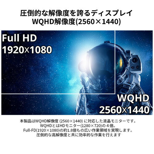 【推奨品】JAPANNEXT JN-27IPS165WQHDR-HSP 【ヤマダデンキ限定】27インチ IPS WQHD液晶 165Hz対応 HDR sRGB:100% ピボット機能搭載 ブラック 3
