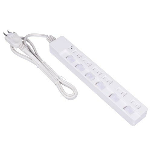 ナカバヤシ TAP-04820W 安全機能満載スイッチ付OAタップ 6個口 2m ホワイト