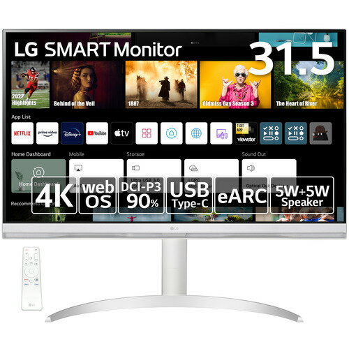 楽天ヤマダ電機　楽天市場店【スマートモニター】【4K】LG 32SQ730H-W 31.5型 LG SMART Monitor ／ALLホワイト／4K（3840×2160） 32SQ730HW