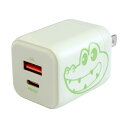 京ハヤ JKPD20GAGN 急速AC充電器 20W USB-Type-A/Type-C各1ポート PD/QC両対応 グリーン(ワニ)(2)