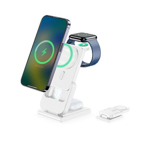 Lazos L-MBM-1 マグネット式 ワイヤレス充電ドック+モバイルバッテリー 4in1 iPhone12以降 iWatch3以降 AirPods ホワイト Lazos L-MBM-1 マグネット式 ワイヤレス充電ドック+モバイルバッテリー 4in1 iPhone12以降 iWatch3以降 AirPods ホワイト