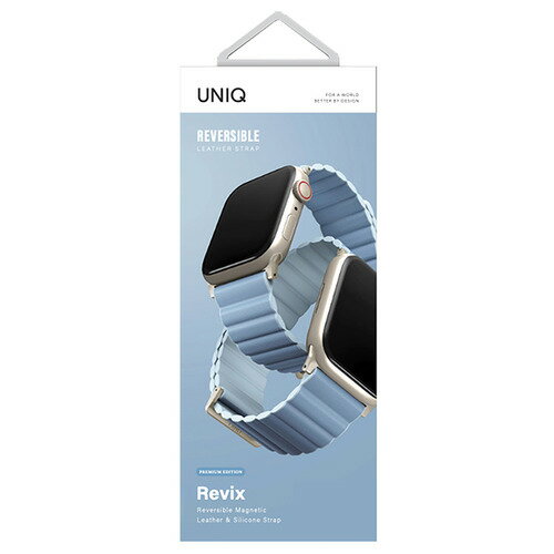 UNIQ UNIQ41MMREVPARTSBLU APPLE WATCH 本革×シリコン リバーシブル バンド Revix PREMIUM EDITION
