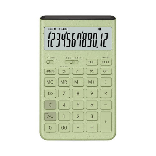 カシオ計算機 JT-200T-GN-N デザイン電卓 Comfy 開閉式スタンド付 グレイッシュグリーン
