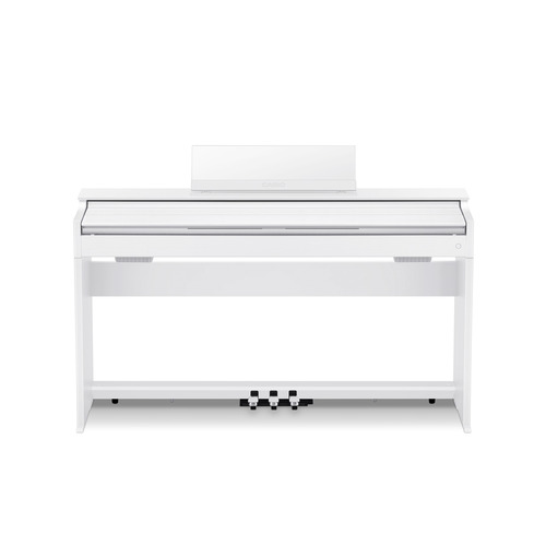 カシオ計算機 AP-S200WE 電子ピアノ CELVIANO（セルビアーノ） Slim Line 88鍵盤 ホワイトウッド調発売日：2025年2月27日●CELVIANO（セルヴィアーノ）のエントリーモデルグランドピアノの自然な弾き心地と臨場感を手軽に体感できるスリムタイプ エントリーモデル。●表現力豊かなハンマーアクション鍵盤搭載「スマートスケーリングハンマーアクション鍵盤」を搭載、独自のデジタル制御技術によってグランドピアノのような感覚で細かなニュアンスまで表現・演奏できます。●奥行き299mmのスリムな筐体部屋に圧迫感を与えず、より気軽にピアノ演奏を生活に取り入れることができます。●スリムなボディに最適化された3本のペダルスリムさと操作感を両立した安定感のある3本ペダル。※ダンパーペダルは2段階方式●弱音の繊細な演奏表現に優れた上品で艶のあるグランドピアノ音色強弱の表現幅が豊かなグランドピアノ音色に加え、エレピやオルガンなどの定番音色も搭載。●グランドピアノの自然な音の広がりを追求した音響システム2チャンネル2スピーカー搭載、スタンドの設計や音孔構造など様々な工夫を施した音響システム●静かで安全なゆっくり閉じる鍵盤カバー鍵盤カバーを手前に引いて手を放した際、ゆっくり閉まる構造で静音性と安全性に配慮&nbsp;【仕様】音色数：：19音源：：マルチ・ディメンショナル・モーフィングAiR音源最大同時発音数：192スマートフォン等のダウンロード曲を本体の質の高い音響システムで聴ける：：●オーディオレコーダー/MIDIレコーダー：：●デュエット機能：：●60曲ミュージックライブラリ内蔵：：●メトロノーム機能：：●スピーカー：：12cmx2出力：：※1実用最大出力)本体サイズ：1、393x299x802重量(Kg)：：34付属品：：ワイヤレスMIDI＆AUDIOアダプター、譜面たて、楽譜集、ACアダプター