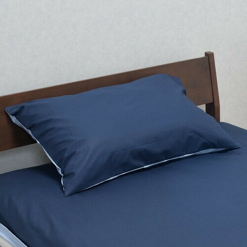 西川 ピローケースME00 ME00SA/NVマクラカバー 4363 日本製 抗菌加工 サックス/ネイビー [2]