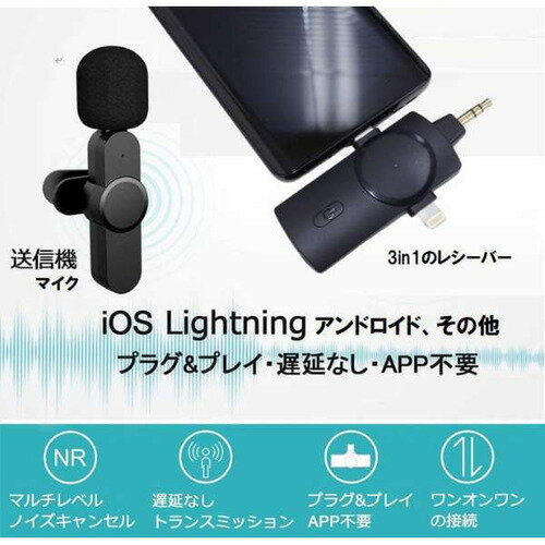 ヤマダ電機　楽天市場店のRM RM-Y2907YMIC3W ワイヤレスマイクロホン 3in1ピンマイク 2P ブラック｜アングル2