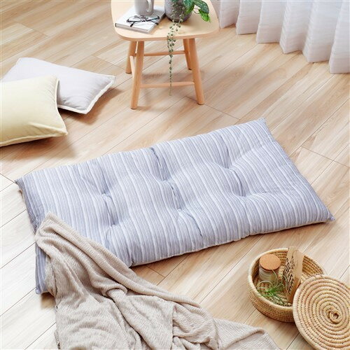 MAXクール長座布団 約60x110cm ネイビー 冷感 夏物寝具 ひんやり冷