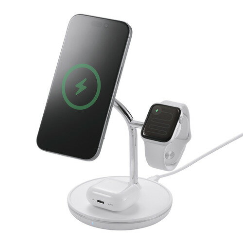 エレコム W-MS07WH ワイヤレス充電器 15W出力 3in1 iPhone / AirPods / Apple Watch 同時充電 ホワイト エレコム W-MS07WH ワイヤレス充電器 15W出力 3in1 iPhone / AirPods / Apple Watch 同時充電 ホワイト