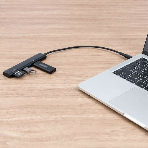 ナカバヤシ COM-C3SD143BK USB3.2 Gen1 Type-Cx1 Type-Ax2 SDカードリーダー・ライター 変換アダプタ ブラック