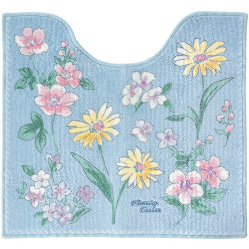オカ ブルーミング トイレマット トイレマット 55×60cm 花柄 ブルー
