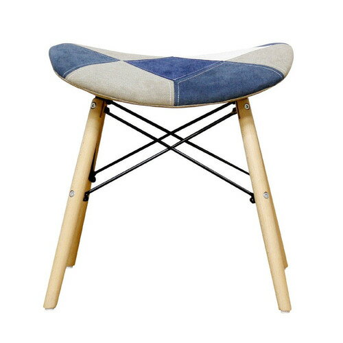 後藤家具物産 パッチワークが可愛いスツール ヨーデルスツール/ブルー ファブリック パッチワーク CC-YD-ST-BL [2]