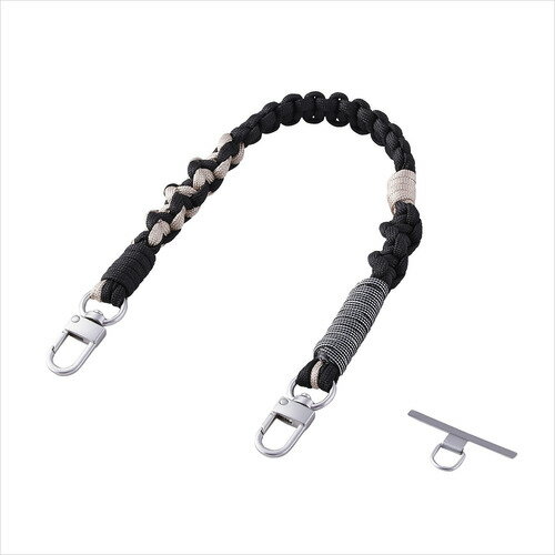 エレコム P-STHKNBK ハンドストラップ 編みロープタイプ ブラック