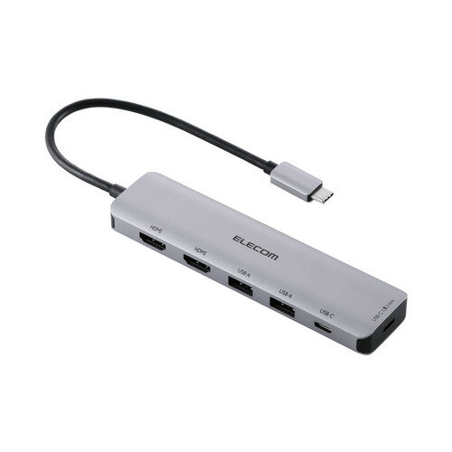 エレコム DST-M060BPSV USB-C ドッキングステーション 85W PD充電 4K HDMI×2 最大3画面 Mac Windows等..