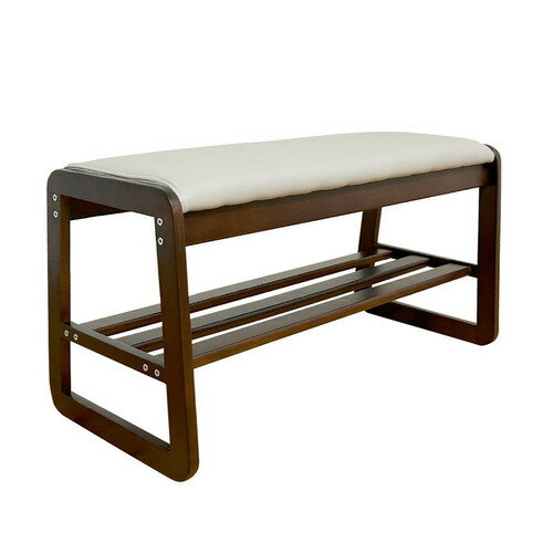 後藤家具物産 シューズベンチ 幅80cm 玄関収納 天然木 座面クッション付 ラック付 ブラウン BT-SHOE-BENCH-W80-BR