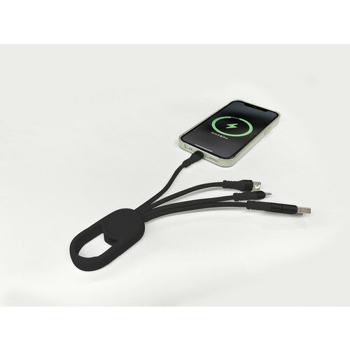 アークス WZ-985 6WAYマルチケーブル 6通りの充電ができる カラビナフック付 ブラック