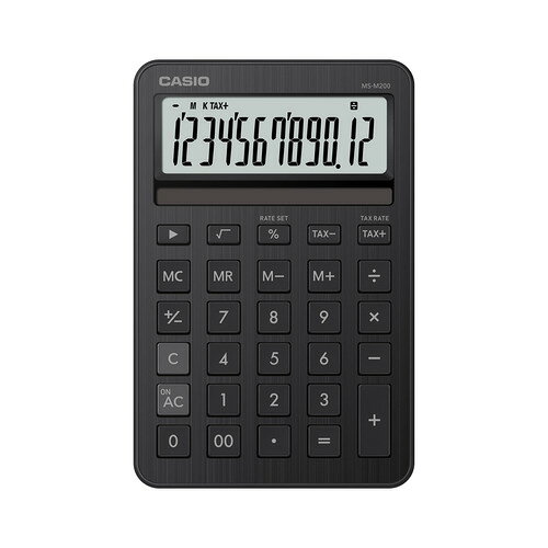 Calculators - カシオ計算機 MS-M200-BK-N デザイン電卓 ミニジャスト型スタイリッシュ 12桁表示 税計算機能あり ブラック