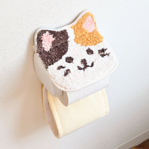 オカ ファンディットアニマル ペーパーホルダーカバー ねこ 洗える ベージュ