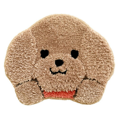 オカ ファンディットアニマル デコレーションマスコット プードル 約23×28cm 洗える 吸着シート ライトブラウン