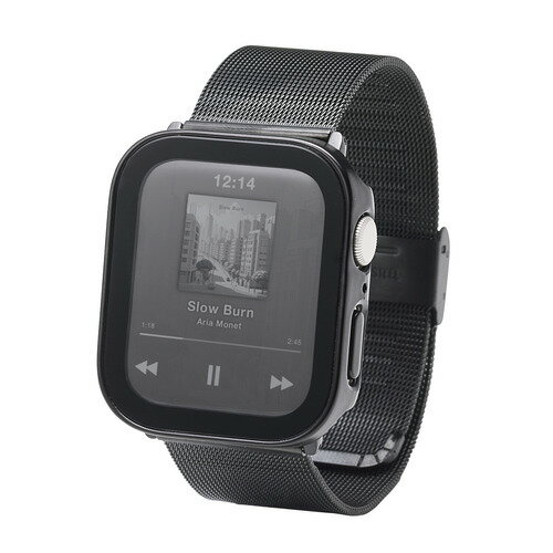 エレコム AW-25DFCGEBK アップルウォッチ カバー Apple Watch SE 第3世代／第2世代 [ 44mm ] 強化ガラス 10H 防水 IPX7 ブラック