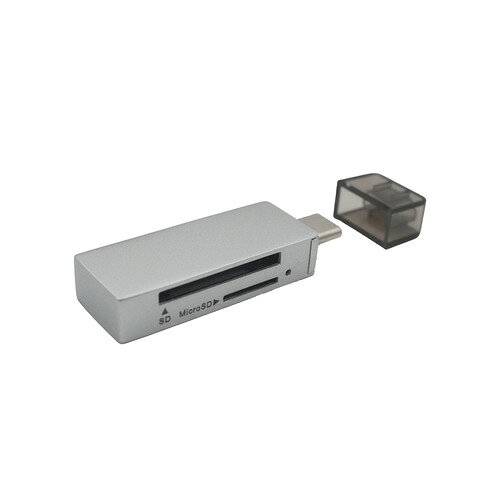 CRYSTAL MEMORY CMCRC004SL Type-C対応カードリーダー USB 3.2 Gen1対応 SDカード、microSDカード同時使用可 Win Mac スマホ対応 シルバー