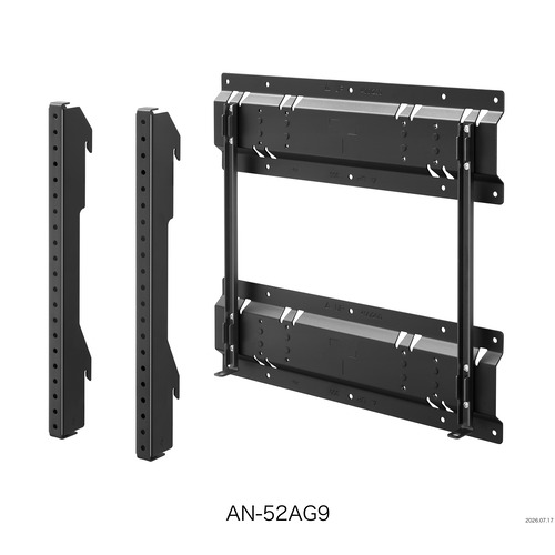 シャープ AN-52AG9 壁掛け金具 発売日：2026年9月11日●AQUOS純正オプション壁掛け金具●42〜77V型対応純正壁掛け金具●■商品特長薄型化約65mm / 軽量化約4.3Kg / 壁掛横幅ピッチ300mm対応 / テレビの設置仕様に合わせた0度固定●注意事項●テレビの設置には特別な技術が必要ですので、必ず専門の取り付け工事業者へご依頼ください。お客様による工事は一切おこなわないでください。●壁用金具を壁に取り付けるために市販品のビスが必要です。AN-52AG9：壁取付用ネジM6 × 20本壁の材質や強度に応じて、使用するネジの種類、本数、長さが異なります。ご用意いただく際は、販売店や工事店にご相談ください。●設置角度は0度のみです（チルト機能はありません）&nbsp;【仕様】付属品：壁用金具A×2／壁用金具B×2／テレビ用金具×2ネジ一式／スペーサー／取扱説明書／保証書(取説一体)対応ピッチ：横200mm、300mm、400mm外形寸法：（最大ピッチ400mm×400mm対応時）横幅：約479mm、高さ：約442mm、厚さ：約65mm質量：約4.3Kg適合機種：・S7Aライン（65/55/48V型）HN2ライン(65/55/50/43V型)L51Aライン（65/55/50/43V型）43E1BA 、65HV1、43GE2、43GF2・今後の新製品に随時対応