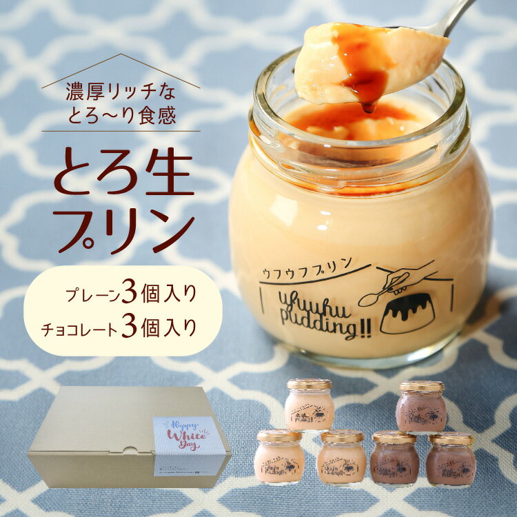 お中元 ギフト クリスマス プリン (プレーン3個、チョコレート3個) 【 ウフウフガーデンのとろ生プリン 】 送料無料 ぷりん デザート 洋菓子 ギフト プレゼント お取り寄せスイーツ 詰め合わせ ランキング 1位 高級プリン 高級 スイーツ 誕生日 スイーツのサムネイル