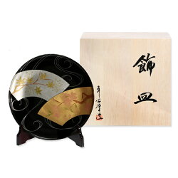 【宮内庁御用達漆器山田平安堂】≪法人ギフト・海外ギフト≫飾皿扇面春秋【送料無料】
