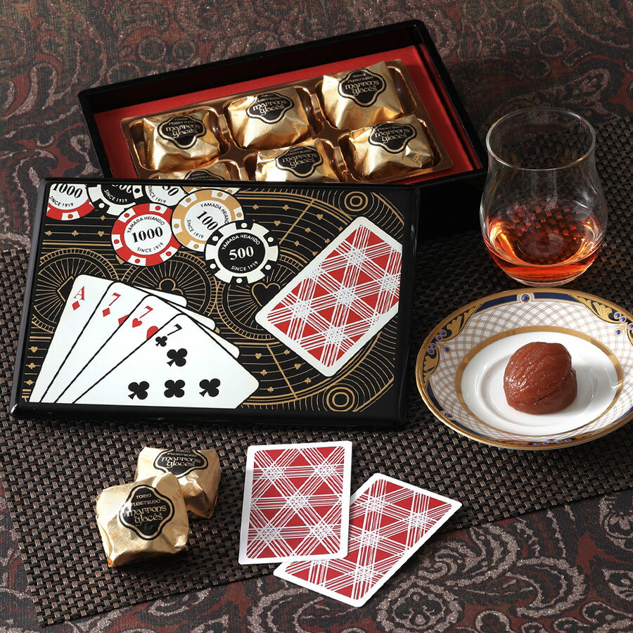 ≪創業1872年老舗洋菓子店 東京風月堂×宮内庁御用達 漆器 山田平安堂≫マロングラッセと小箱ポーカーのセット